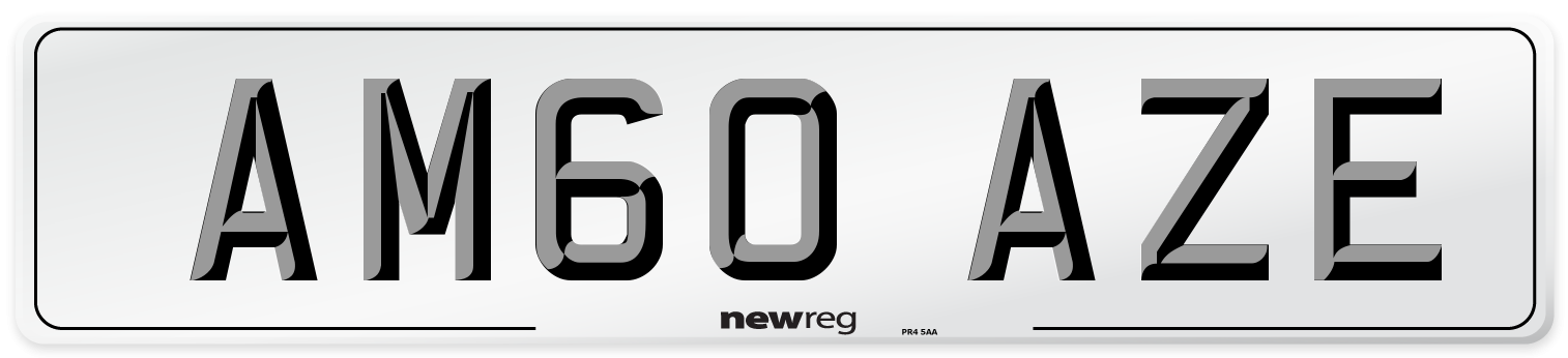 AM60 AZE Number Plate from New Reg